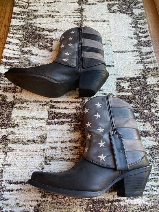 Durango Shoes - Durango Crush Black Gray Faded Flag Western Booties 6.5 cowgirl western grunge